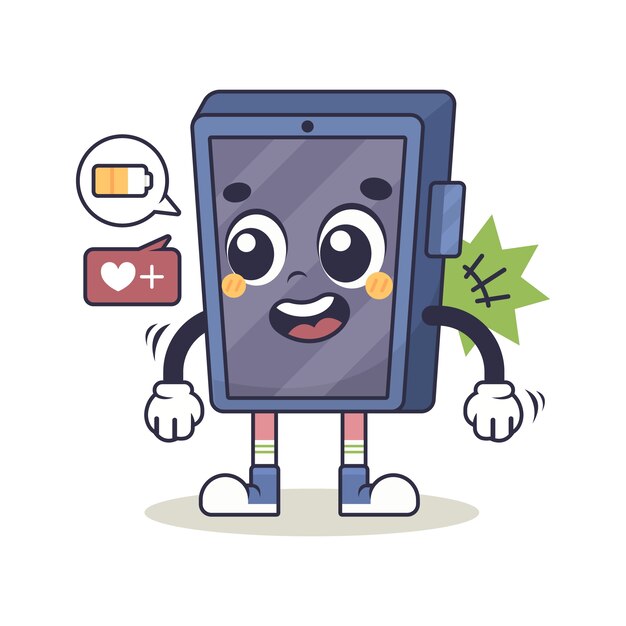 Ilustración de dibujos animados de teléfono dibujado a mano