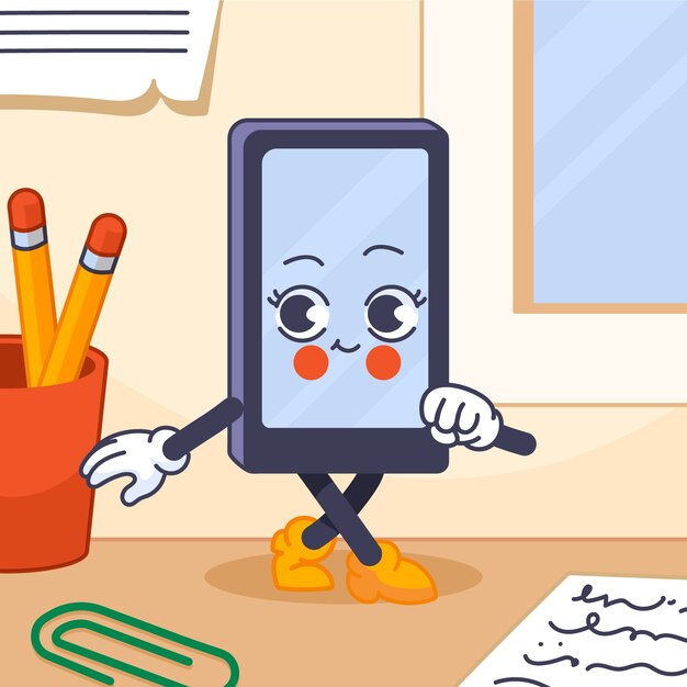 Ilustración de dibujos animados de teléfono dibujado a mano