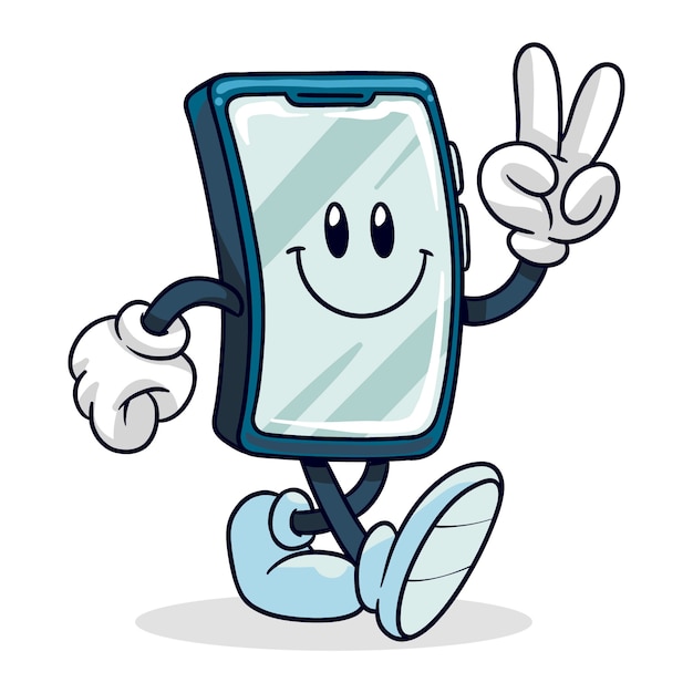 Ilustración de dibujos animados de teléfono dibujado a mano