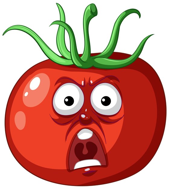 Ilustración de dibujos animados de tomate enojado