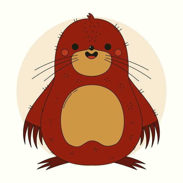 Ilustración de dibujos animados de topo dibujada a mano