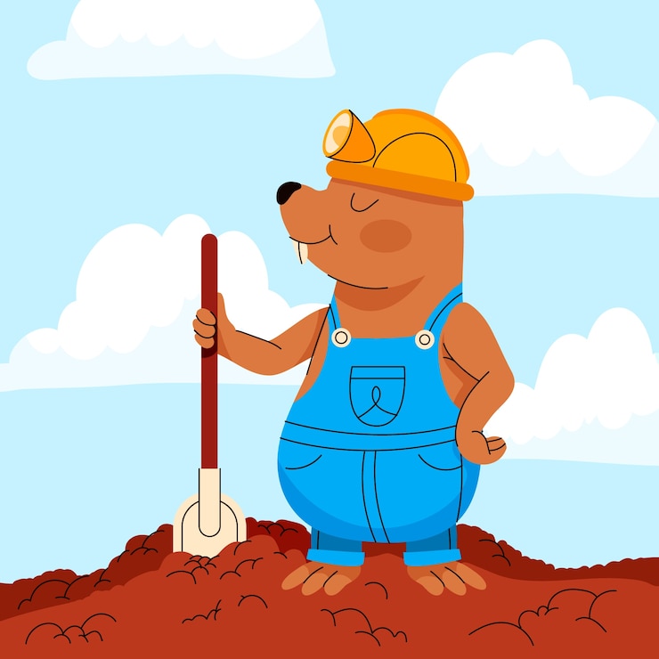 Vector gratuito ilustración de dibujos animados de topo dibujada a mano
