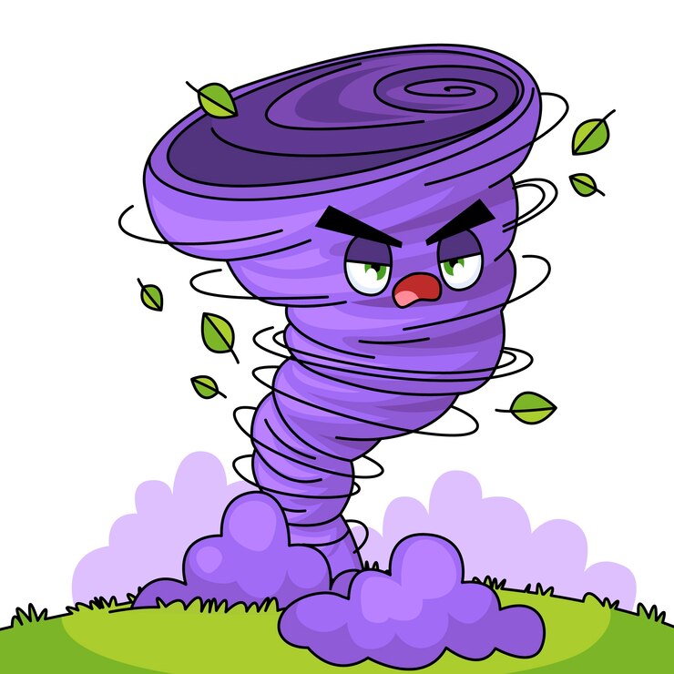 Vector gratuito ilustración de dibujos animados de tornado dibujado a mano