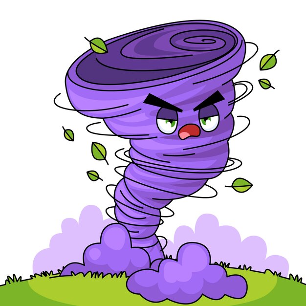 Ilustración de dibujos animados de tornado dibujado a mano