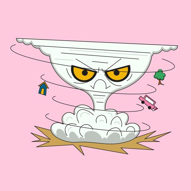 Ilustración de dibujos animados de tornado dibujado a mano