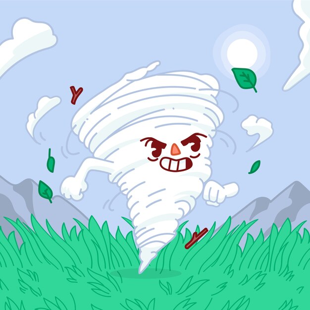 Ilustración de dibujos animados de tornado dibujado a mano