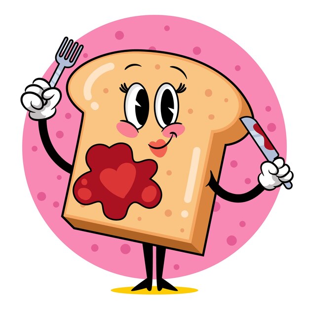 Ilustración de dibujos animados de tostadas dibujadas a mano