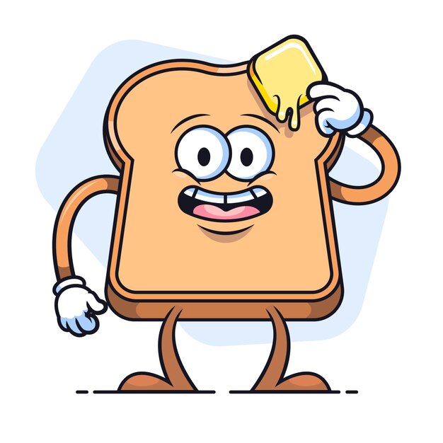 Ilustración de dibujos animados de tostadas dibujadas a mano
