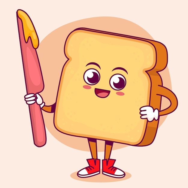 Ilustración de dibujos animados de tostadas dibujadas a mano