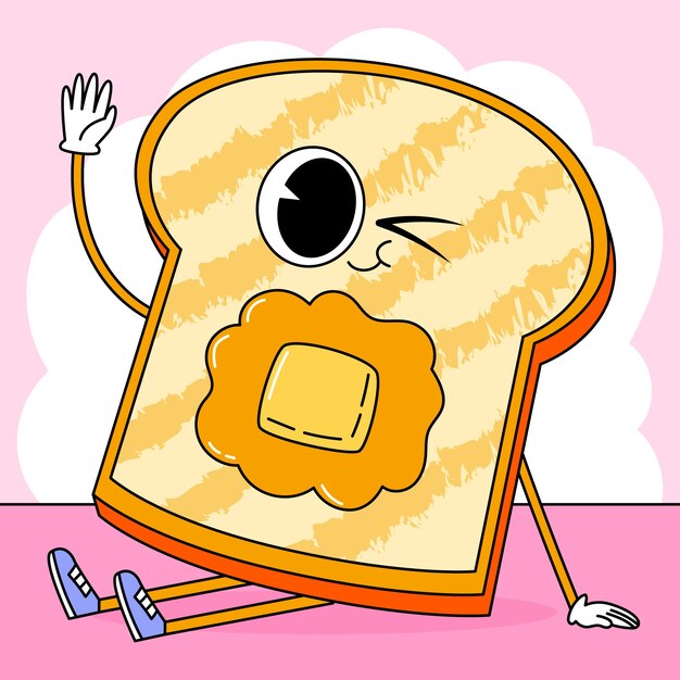 Ilustración de dibujos animados de tostadas dibujadas a mano