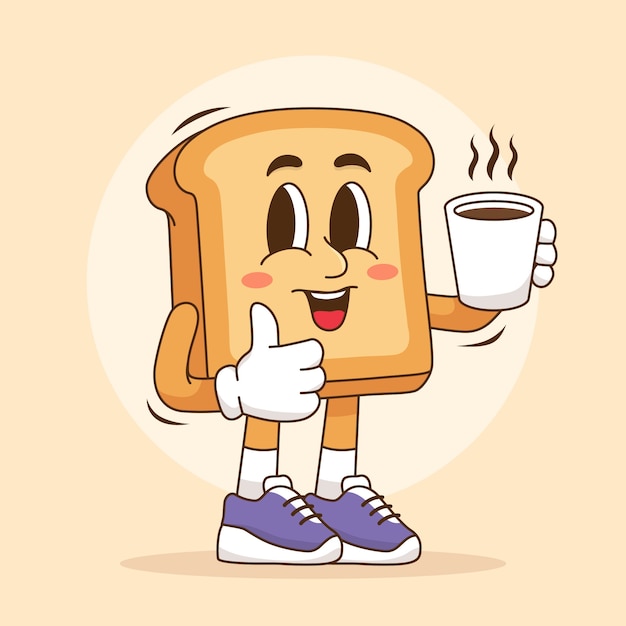 Ilustración de dibujos animados de tostadas dibujadas a mano