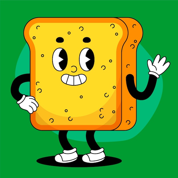 Ilustración de dibujos animados de tostadas dibujadas a mano