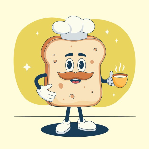 Ilustración de dibujos animados de tostadas dibujadas a mano