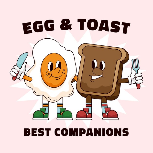 Ilustración de dibujos animados de tostadas dibujadas a mano