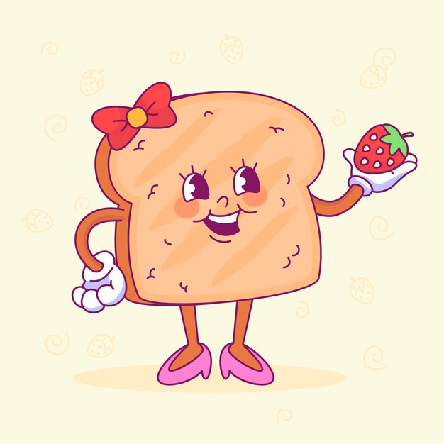 Ilustración de dibujos animados de tostadas dibujadas a mano