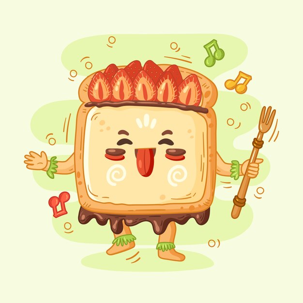 Ilustración de dibujos animados de tostadas dibujadas a mano