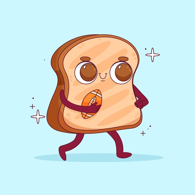Ilustración de dibujos animados de tostadas dibujadas a mano