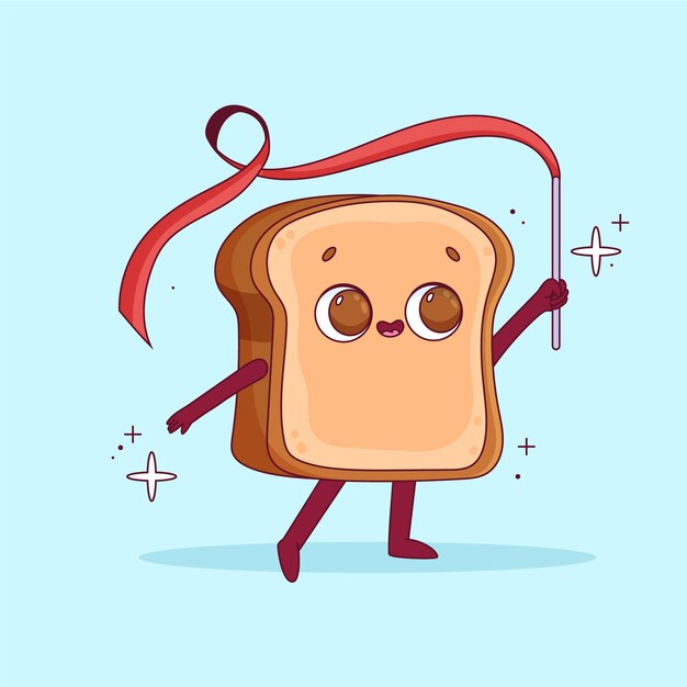 Ilustración de dibujos animados de tostadas dibujadas a mano