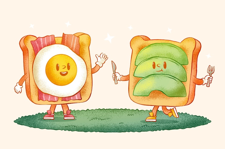 Vector gratuito ilustración de dibujos animados de tostadas dibujadas a mano