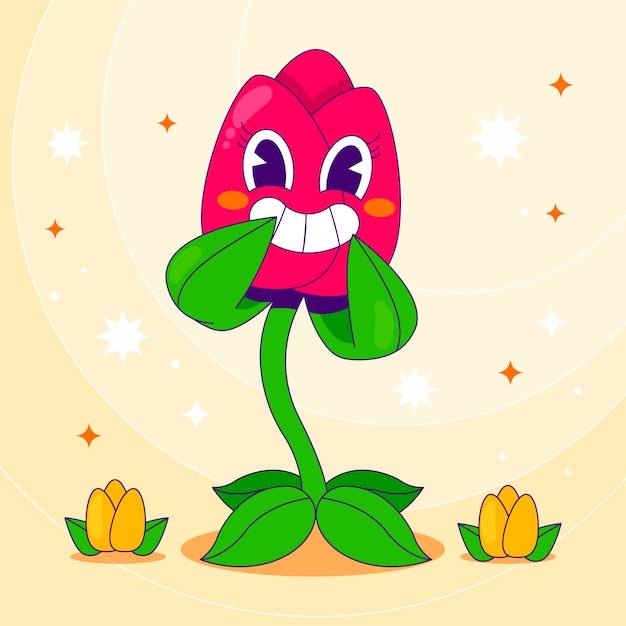 Ilustración de dibujos animados de tulipán dibujado a mano