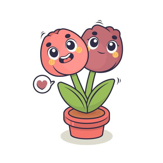 Ilustración de dibujos animados de tulipán dibujado a mano