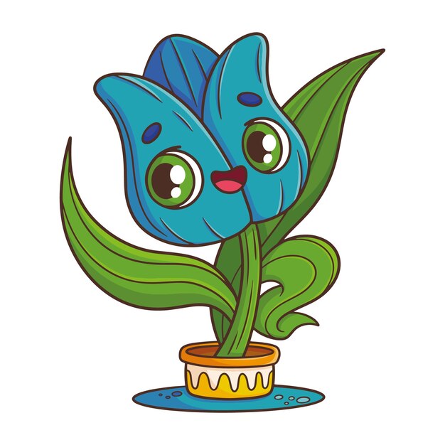 Ilustración de dibujos animados de tulipán dibujado a mano