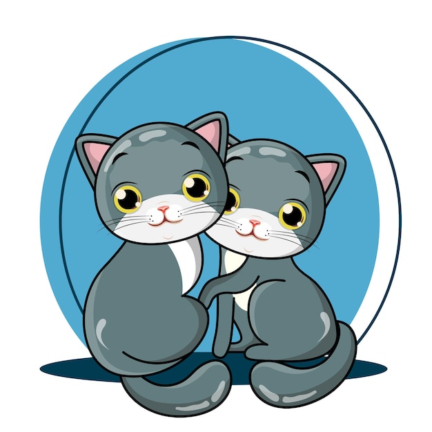 Ilustración de dibujos animados de vector lindo bebé gato