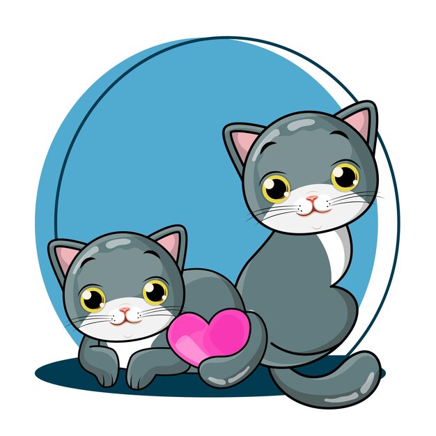 Ilustración de dibujos animados de vector lindo bebé gato