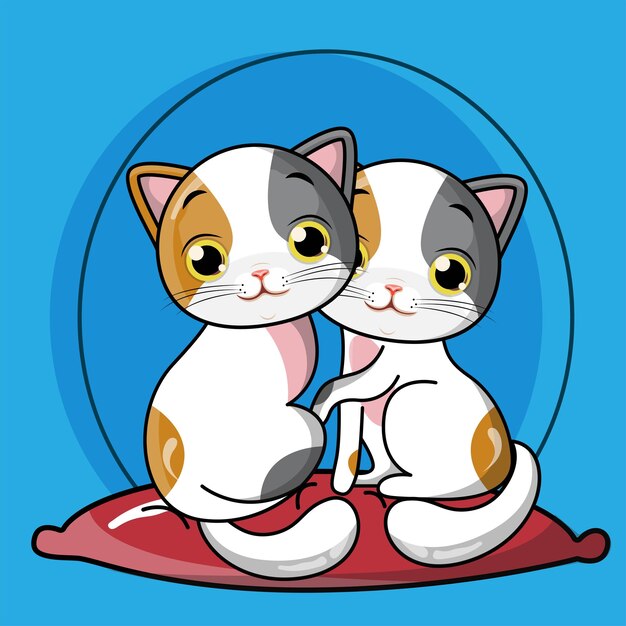 Ilustración de dibujos animados de vector lindo bebé gato
