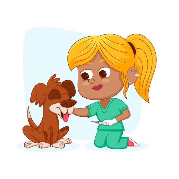 Ilustración de dibujos animados veterinario dibujado a mano