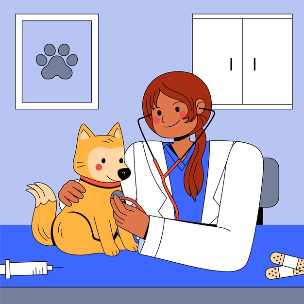 Ilustración de dibujos animados veterinario dibujado a mano