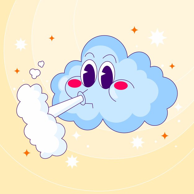 Ilustración de dibujos animados de viento dibujado a mano