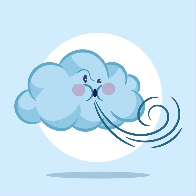 Ilustración de dibujos animados de viento dibujado a mano