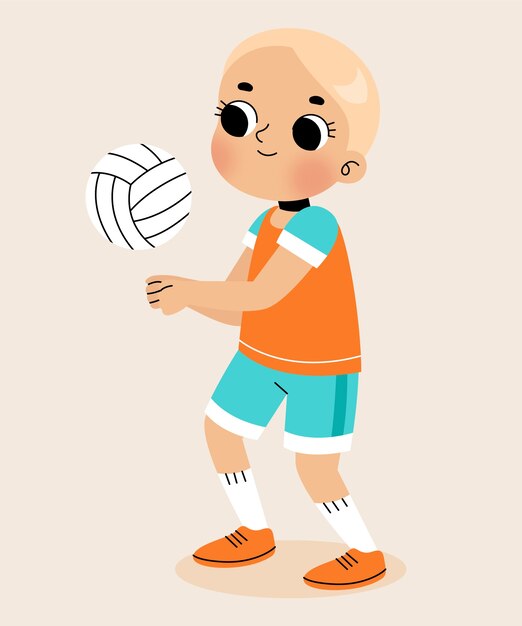 Ilustración de dibujos animados de voleibol plano