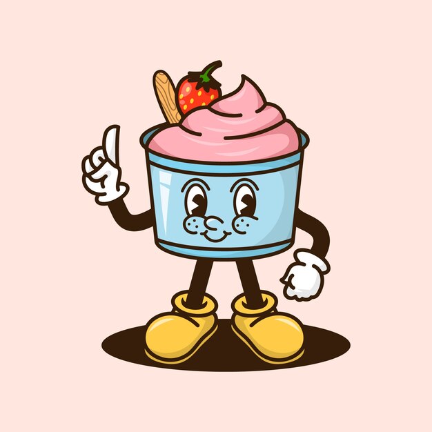 Ilustración de dibujos animados de yogur dibujada a mano