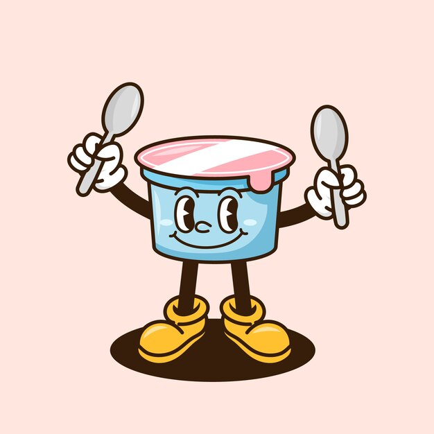 Ilustración de dibujos animados de yogur dibujada a mano