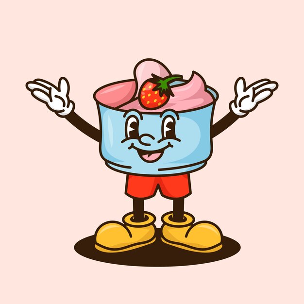 Ilustración de dibujos animados de yogur dibujada a mano
