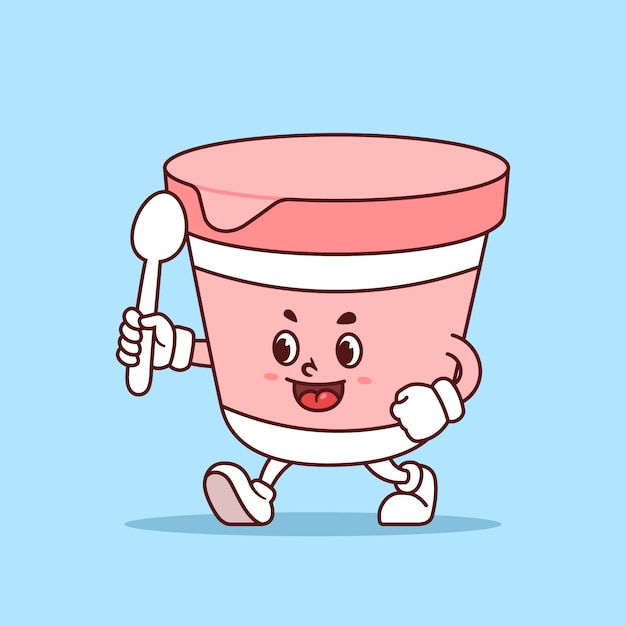 Ilustración de dibujos animados de yogur dibujada a mano