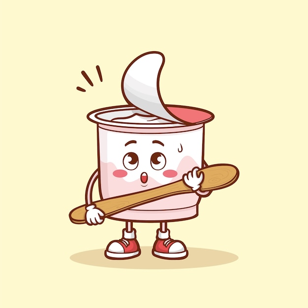 Ilustración de dibujos animados de yogur dibujada a mano