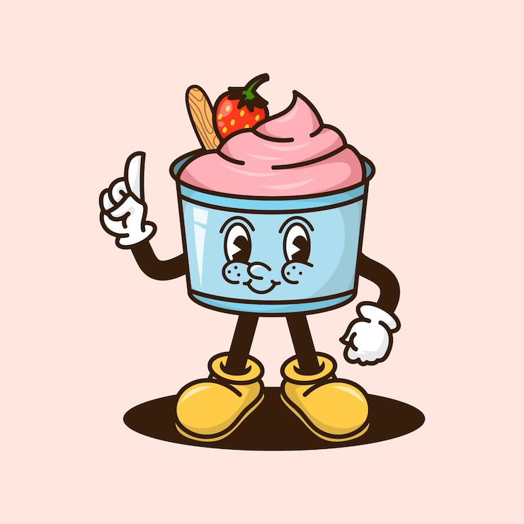 Vector gratuito ilustración de dibujos animados de yogur dibujado a mano