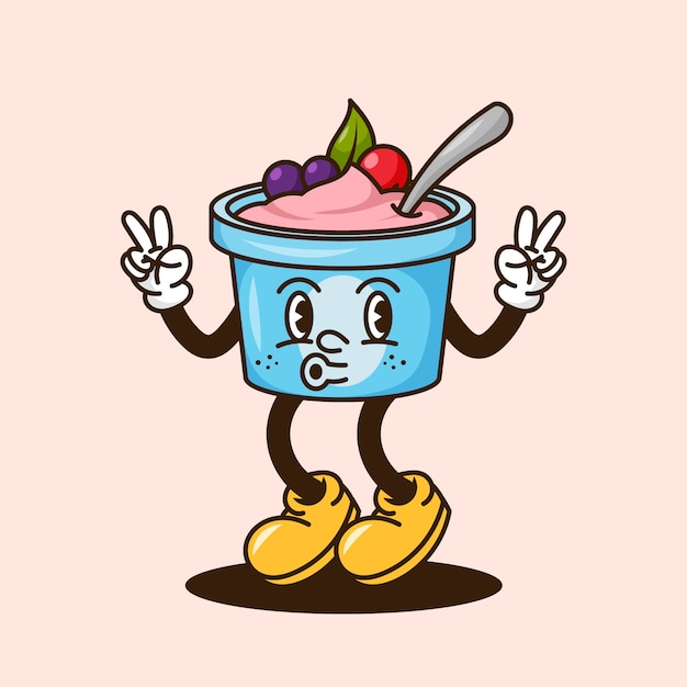 Ilustración de dibujos animados de yogur dibujado a mano