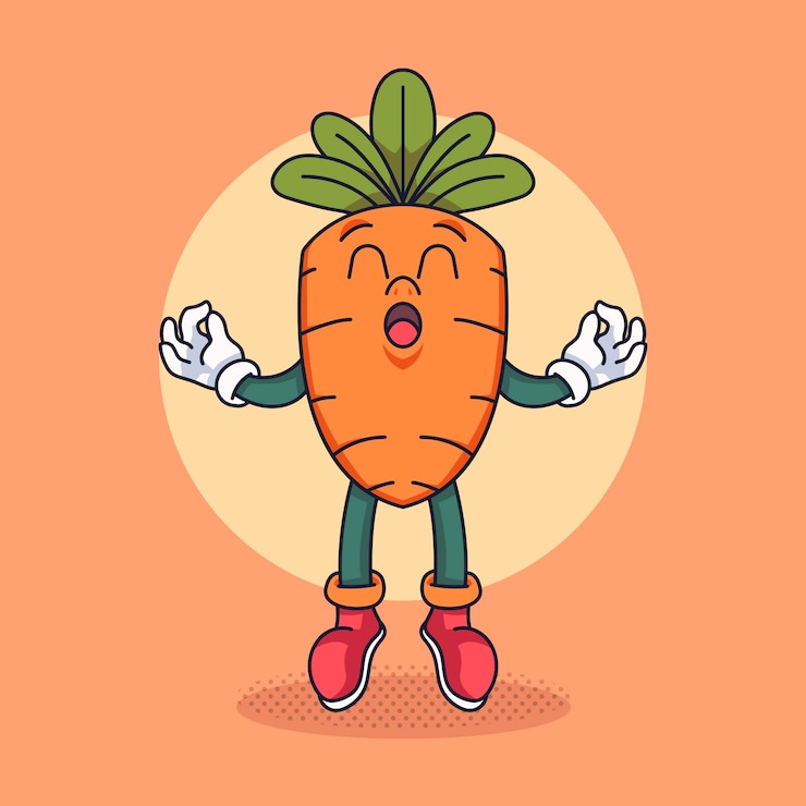 Vector gratuito ilustración de dibujos animados de zanahoria dibujada a mano