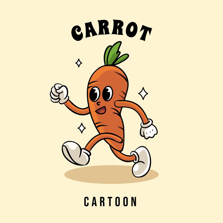 Vector gratuito ilustración de dibujos animados de zanahoria dibujada a mano