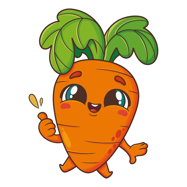 Ilustración de dibujos animados de zanahorias dibujada a mano