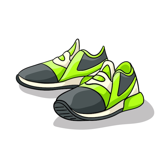 Ilustración de dibujos animados de zapatos para correr dibujados a mano