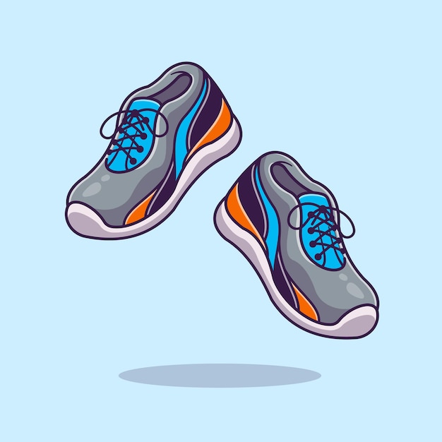 Ilustración de dibujos animados de zapatos para correr. Estilo de dibujos animados plana