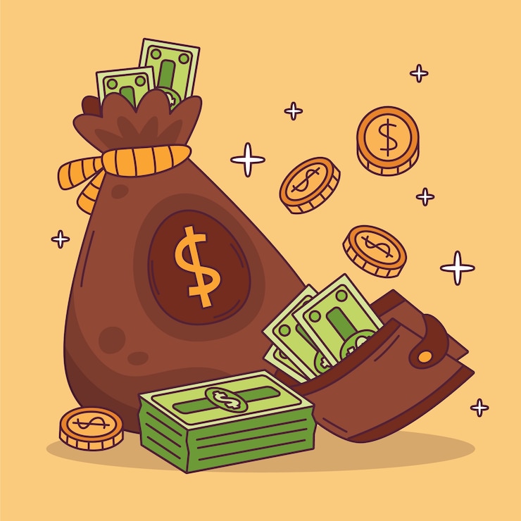 Vector gratuito ilustración de dinero de dibujos animados dibujada a mano