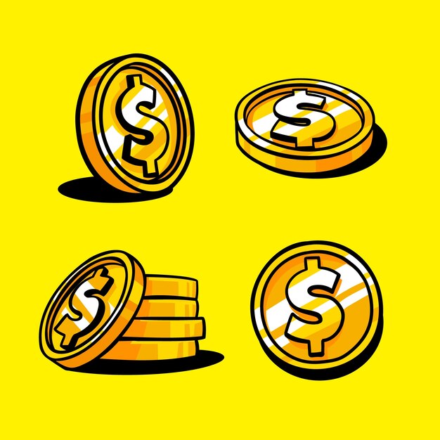 Ilustración de dinero de dibujos animados dibujada a mano