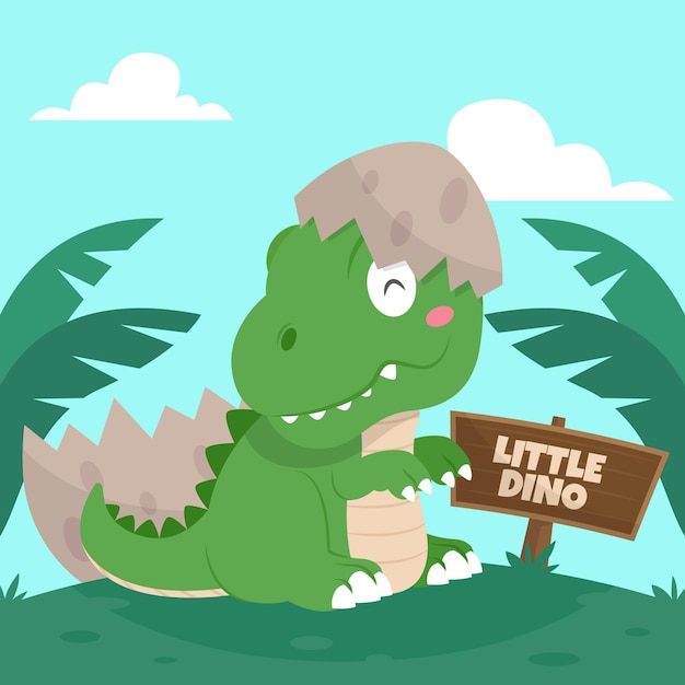 Vector gratuito ilustración de dinosaurio bebé plano