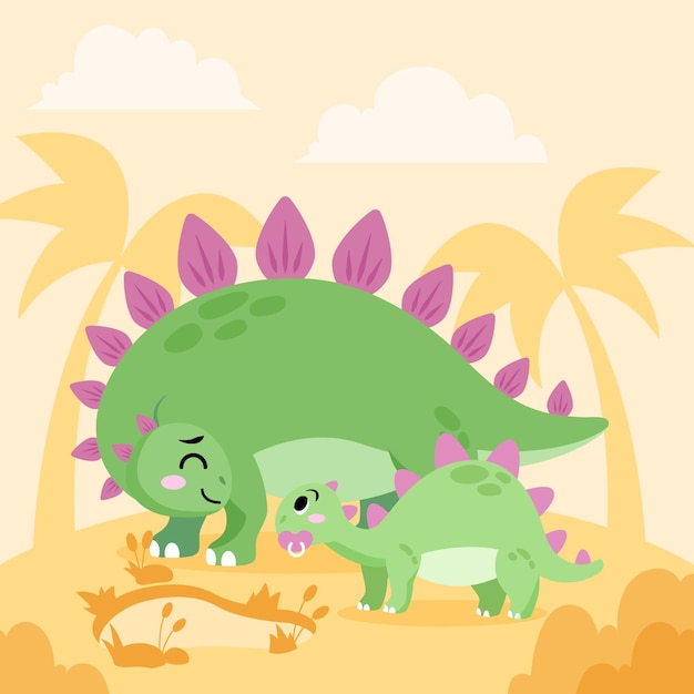 Vector gratuito ilustración de dinosaurio bebé plano